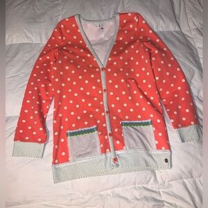 Matilda Jane 435 Hang Time Cardigan Coral Polka Dot French Terry Size 14